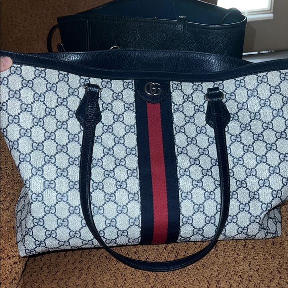 Gucci Women's Tote Bag - grey, navy Blue, and Red - Picture 1 of 4